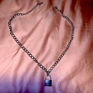 silver lock chain necklace